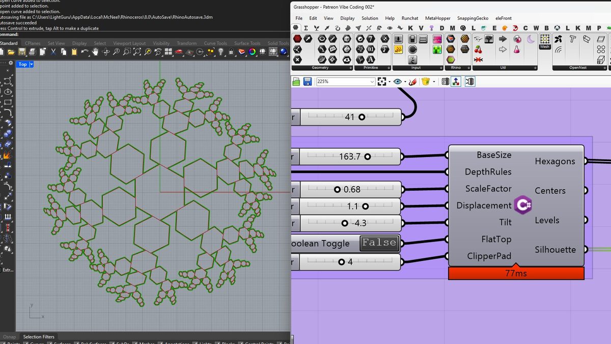 Rekursive Hexagon-Unterteilung aus einer eigenen C#-Komponente